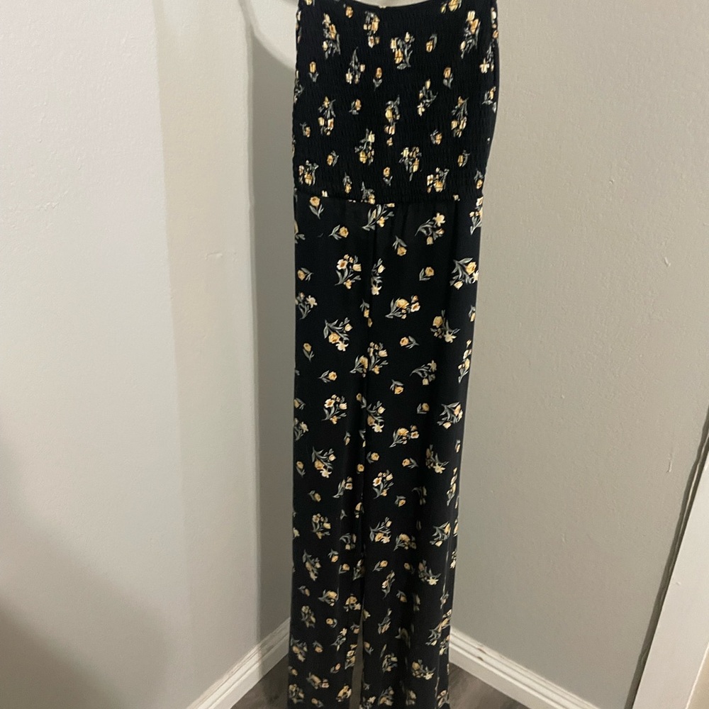 No Boundaries Black Floral Jumpsuit